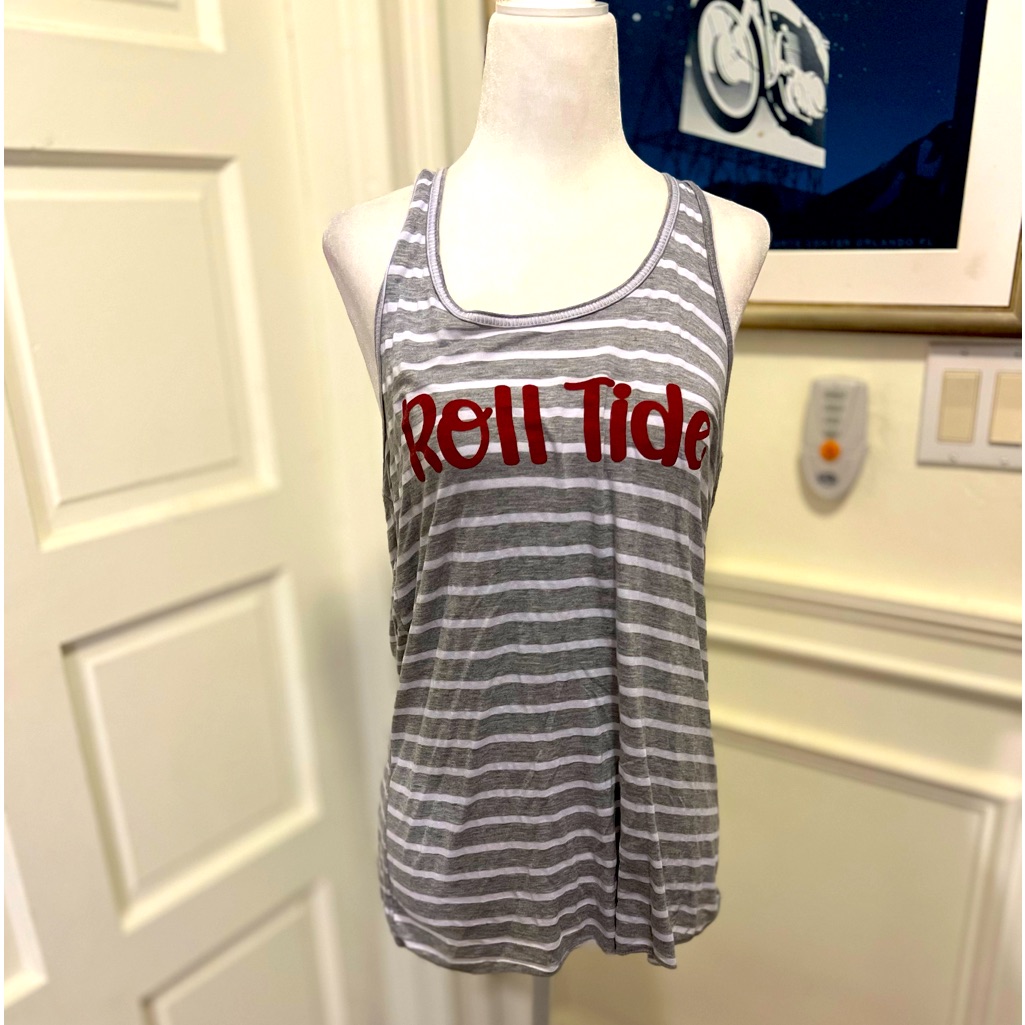 Euc Roll Tide Flowy Stripped Top In Sz M